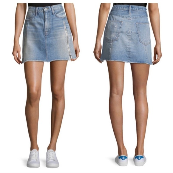 Frame high waist Le High jean rigid denim miniskirt zippers 31 - Picture 1 of 13